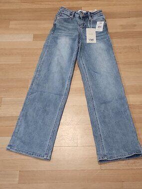 YMI size 00 23 WIDE LEG Junior Girls Stretch blue denim Jeans pants new cotton